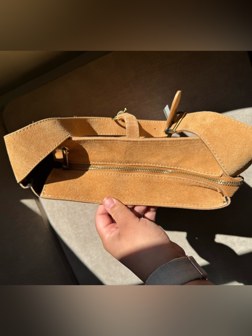 Marlon Firenze Suede Shoulder Bag NWT Made in Italy Tan - Picture 10 of 11